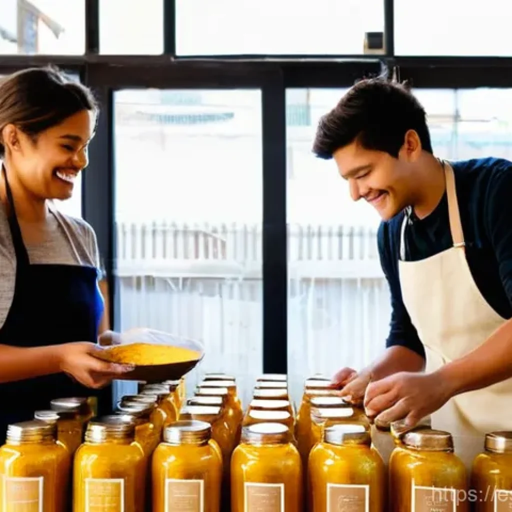 제로웨이스트 브랜드의 차별화된 마케팅 - **Prompt 1: "A bustling, sunlit 'zero waste' community store in a vibrant, artistic neighborhood in ...