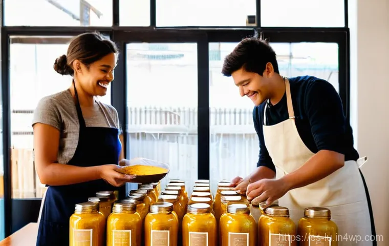 제로웨이스트 브랜드의 차별화된 마케팅 - **Prompt 1: "A bustling, sunlit 'zero waste' community store in a vibrant, artistic neighborhood in ...