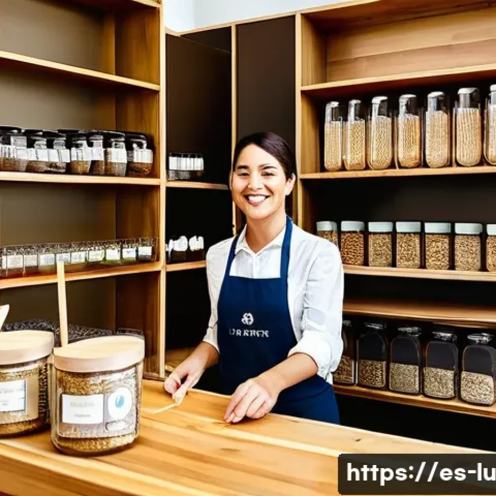 제로웨이스트 시장의 경쟁력 분석 - **Vibrant Zero-Waste Market Hub**
A bustling indoor zero-waste marketplace in a lively Spanish c...