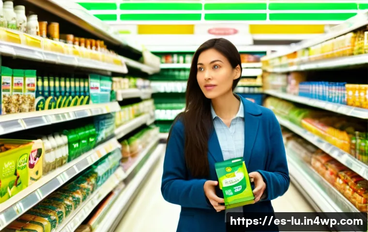 제로웨이스트 제품 인증 제도 - **Prompt:** A discerning female consumer, in her late 20s to early 30s, stands in a brightly lit sup...