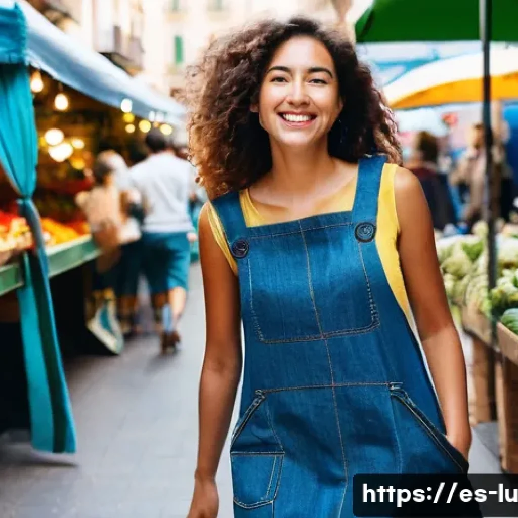 제로웨이스트 패션 브랜드 비교 분석 - **Subject:** A young woman, early 20s, smiling warmly.
* **Clothing:** She's wearing a stylish...