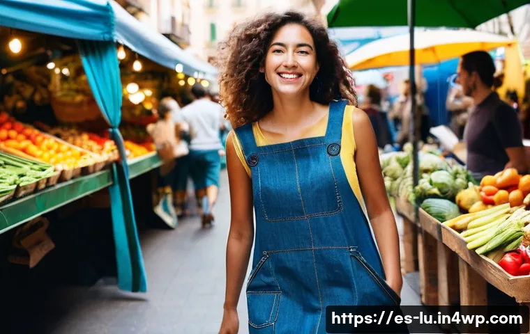 제로웨이스트 패션 브랜드 비교 분석 - **Subject:** A young woman, early 20s, smiling warmly.
* **Clothing:** She's wearing a stylish...