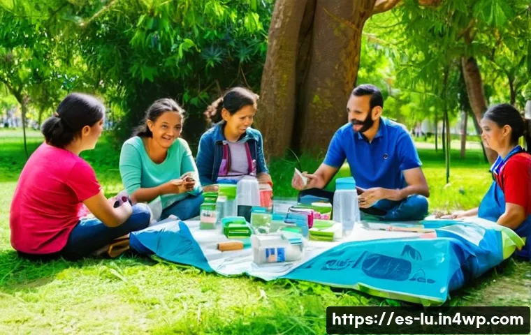 제로웨이스트 운동의 역사와 발전 - A vibrant community workshop scene in a sunny urban park in Spain, featuring diverse local families ...