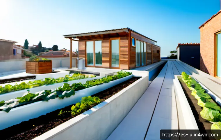 제로웨이스트와 건축 디자인의 융합 - Photorealistic contemporary zero-waste home in a sunlit Spanish Mediterranean neighborhood, modular ...